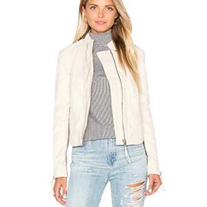 FREE PEOPLE Beige Faux Leather Jacket Size 4